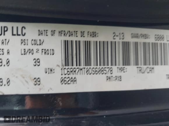 ✅ 2013 Ram 1500 Sport • VIN: 1C6RR7MT0DS608578 • Lot: 43728107. Wystawiony na IAAI z przebiegiem Nie podano. Bezpłatny archiwum sprzedaży aukcyjnych z USA i szczegółowy raport historii pojazdu na DreamBid. Zdjęcie 9.