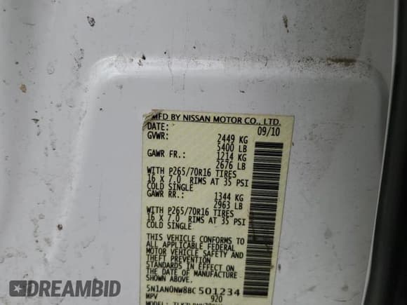 ✅ 2011 Nissan Xterra X • VIN: 5N1AN0NW8BC501234 • Lot: 47822345. Listed on Copart with 120,156 mi. Free auction sales archive from the USA and detailed vehicle history report at DreamBid. Image 13.