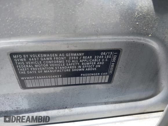 ✅ 2014 Volkswagen CC Executive • VIN: WVWRP7AN9EE504627 • Lot: 42044187. Listed on IAAI with 114,153 mi. Free auction sales archive from the USA and detailed vehicle history report at DreamBid. Image 9.