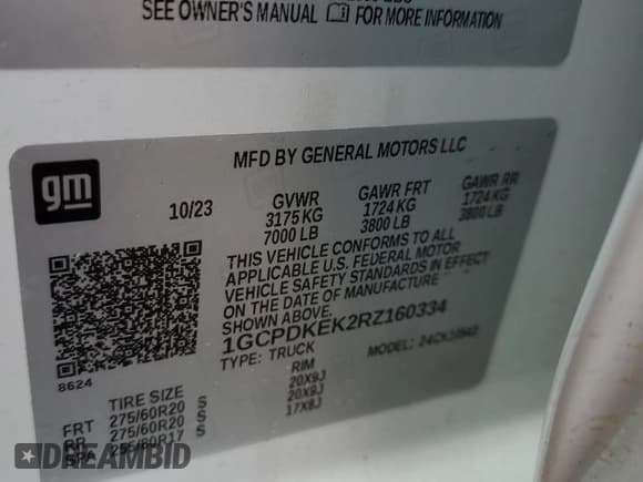 ✅ 2024 Chevrolet Silverado 1500 LT • VIN: 1GCPDKEK2RZ160334 • Lot: 70263915. Listed on Copart with 24,865 mi. Free auction sales archive from the USA and detailed vehicle history report at DreamBid. Image 12.