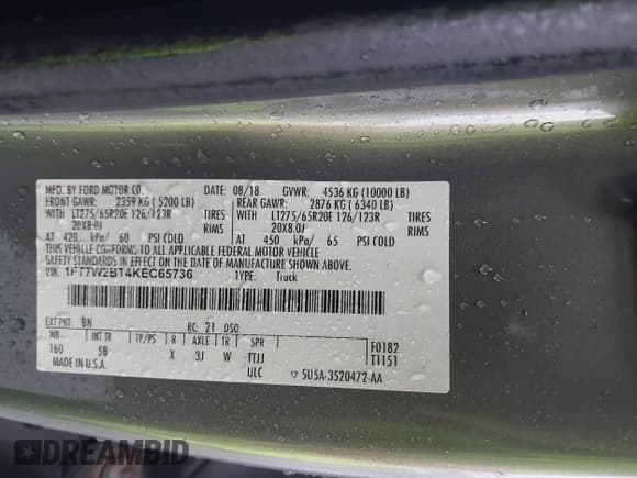 ✅ 2019 Ford F-250 XL • VIN: 1FT7W2BT4KEC65736 • Lot: 41560618. Listed on IAAI with 94,849 mi. Free auction sales archive from the USA and detailed vehicle history report at DreamBid. Image 9.