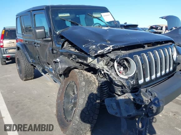 ✅ 2018 Jeep Wrangler Unlimited Sahara • VIN: 1C4HJXENXJW250860 • Lot: 43690907. Listed on IAAI with 79,756 mi. Free auction sales archive from the USA and detailed vehicle history report at DreamBid. Image 6.