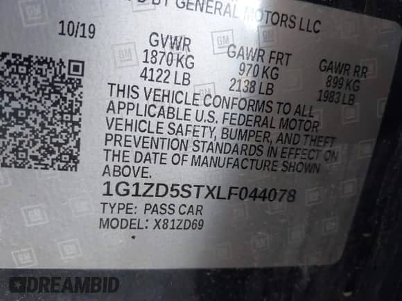 2020 Chevrolet Malibu LT с VIN 1G1ZD5STXLF044078, выставлен на аукционе IAAI как лот 43595563 с пробегом 87 585 миль миль и . История ставок и продаж доступна на DreamBid. Изображение 9.