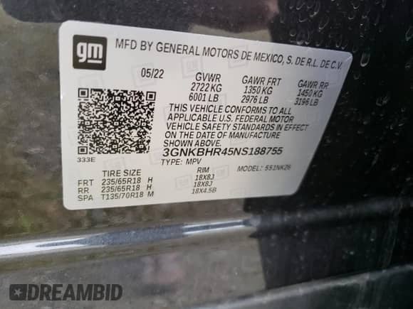 2022 Chevrolet Blazer LT with VIN 3GNKBHR45NS188755, listed as a Copart auction lot 38029724 with 10,280 mi miles and Clean title. Bid and sale history available at DreamBid. Image 14.