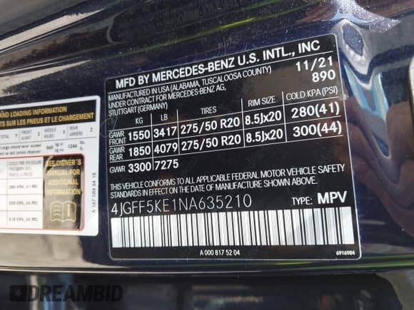 ✅ 2022 Mercedes-Benz GLS 450 • VIN: 4JGFF5KE1NA635210 • Lot: 42369149. Listed on IAAI with 27,239 mi. Free auction sales archive from the USA and detailed vehicle history report at DreamBid. Image 9.