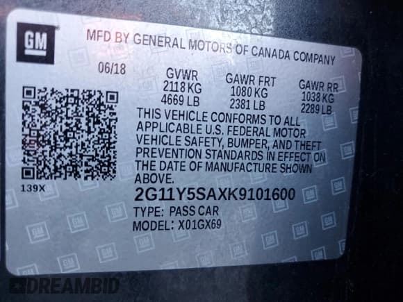 ✅ 2019 Chevrolet Impala LS • VIN: 2G11Y5SAXK9101600 • Lot: 60229085. Wystawiony na Copart z przebiegiem 69 692 mil. Bezpłatny archiwum sprzedaży aukcyjnych z USA i szczegółowy raport historii pojazdu na DreamBid. Zdjęcie 12.