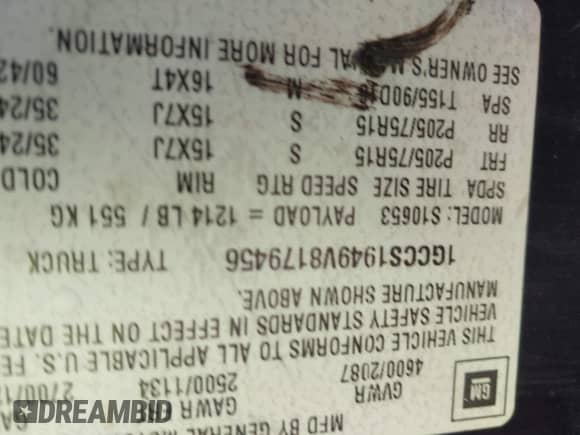 1997 Chevrolet S-10 LS с VIN 1GCCS1949V8179456, выставлен на аукционе IAAI как лот 42369613 с пробегом 151 094 миль миль и . История ставок и продаж доступна на DreamBid. Изображение 9.