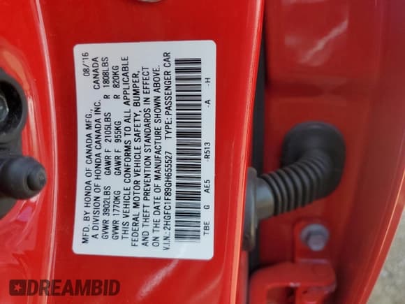 ✅ 2016 Honda Civic EX-L • VIN: 2HGFC1F89GH655527 • Лот: 69849525. Опубликован ранее на Copart с пробегом 61 125 миль. Бесплатный доступ к архиву аукционных продаж из США и подробный отчёт об истории автомобиля на DreamBid. Изображение 12.