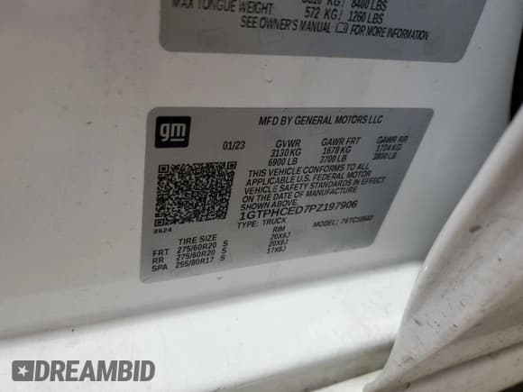 ✅ 2023 GMC Sierra 1500 Elevation • VIN: 1GTPHCED7PZ197906 • Lot: 54092245. Listed on Copart with 50,887 mi. Free auction sales archive from the USA and detailed vehicle history report at DreamBid. Image 12.