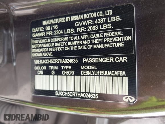 ✅ 2017 Infiniti QX30 Premium • VIN: SJKCH5CR7HA024635 • Лот: 41764962. Опубликован ранее на IAAI с пробегом 98 803 миль. Бесплатный доступ к архиву аукционных продаж из США и подробный отчёт об истории автомобиля на DreamBid. Изображение 9.