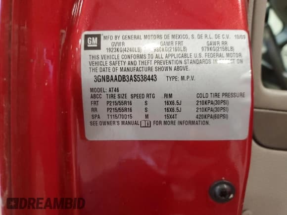 ✅ 2010 Chevrolet HHR LS • VIN: 3GNBAADB3AS538443 • Lot: 86645774. Listed on Copart with 165,654 mi. Free auction sales archive from the USA and detailed vehicle history report at DreamBid. Image 14.