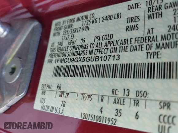 ✅ 2016 Ford Escape SE • VIN: 1FMCU9GX5GUB10713 • Lot: 43716484. Wystawiony na IAAI z przebiegiem 149 190 mil. Bezpłatny archiwum sprzedaży aukcyjnych z USA i szczegółowy raport historii pojazdu na DreamBid. Zdjęcie 9.