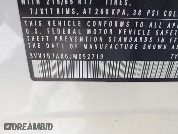 ✅ 2018 Volkswagen Tiguan S • VIN: 3VV1B7AX6JM052719 • Lot: 42376937. Listed on IAAI with 91,429 mi. Free auction sales archive from the USA and detailed vehicle history report at DreamBid. Image 9.