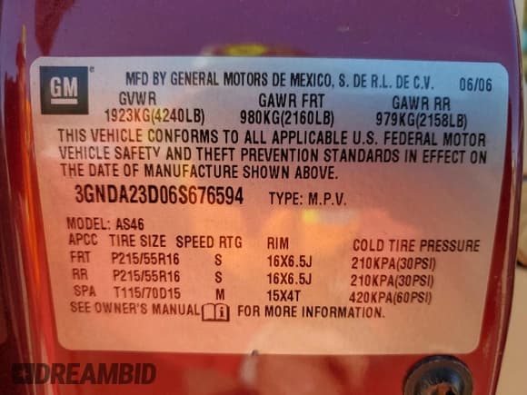 ✅ 2006 Chevrolet HHR LT • VIN: 3GNDA23D06S676594 • Lot: 82529814. Listed on Copart with 78,826 mi. Free auction sales archive from the USA and detailed vehicle history report at DreamBid. Image 14.