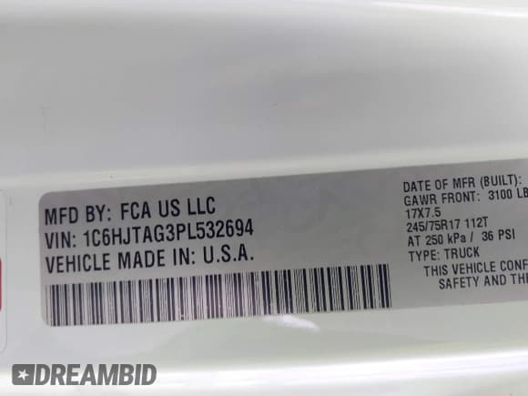 ✅ 2023 Jeep Gladiator Sport S • VIN: 1C6HJTAG3PL532694 • Лот: 42446863. Опубликован ранее на IAAI с пробегом 40 525 миль. Бесплатный доступ к архиву аукционных продаж из США и подробный отчёт об истории автомобиля на DreamBid. Изображение 9.