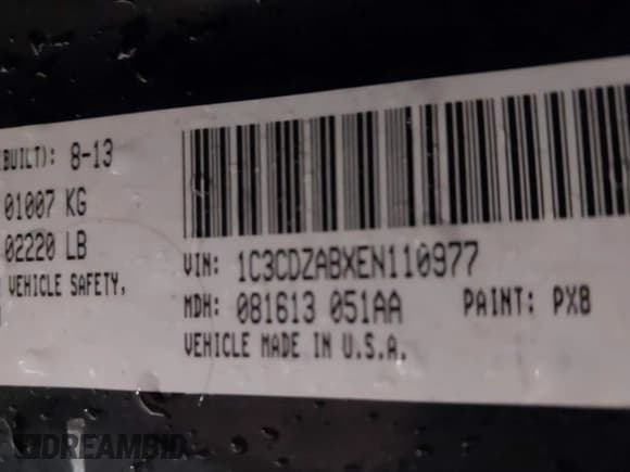 ✅ 2014 Dodge Avenger SE • VIN: 1C3CDZABXEN110977 • Lot: 41954638. Listed on IAAI with 206,912 mi. Free auction sales archive from the USA and detailed vehicle history report at DreamBid. Image 9.