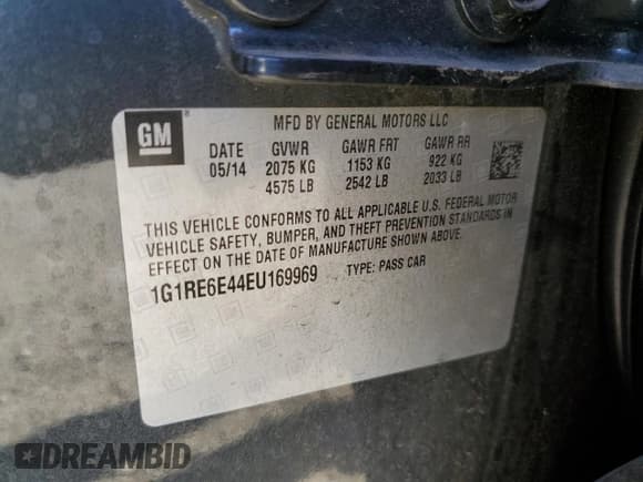 ✅ 2014 Chevrolet Volt • VIN: 1G1RE6E44EU169969 • Lot: 70143284. Wystawiony na Copart z przebiegiem Nie podano. Bezpłatny archiwum sprzedaży aukcyjnych z USA i szczegółowy raport historii pojazdu na DreamBid. Zdjęcie 13.