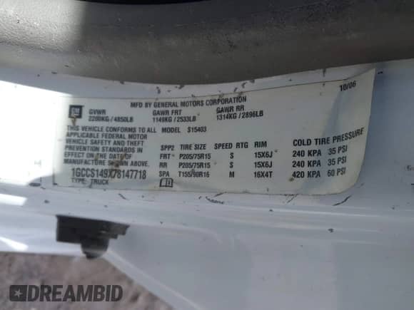 2007 Chevrolet Colorado 1LT с VIN 1GCCS149X78147718, выставлен на аукционе IAAI как лот 42266994 с пробегом Не указан миль и . История ставок и продаж доступна на DreamBid. Изображение 9.