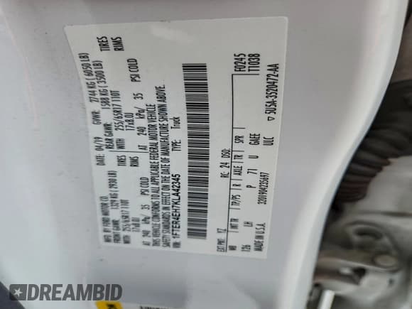 ✅ 2019 Ford Ranger XL • VIN: 1FTER4EH7KLA42345 • Лот: 93669305. Опубликован ранее на Copart с пробегом 105 001 миль. Бесплатный доступ к архиву аукционных продаж из США и подробный отчёт об истории автомобиля на DreamBid. Изображение 12.