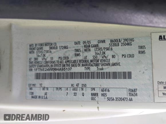 ✅ 2006 Ford Econoline Cargo • VIN: 1FTNE24W06HA95137 • Лот: 43041470. Опубликован ранее на IAAI с пробегом 217 285 миль. Бесплатный доступ к архиву аукционных продаж из США и подробный отчёт об истории автомобиля на DreamBid. Изображение 9.