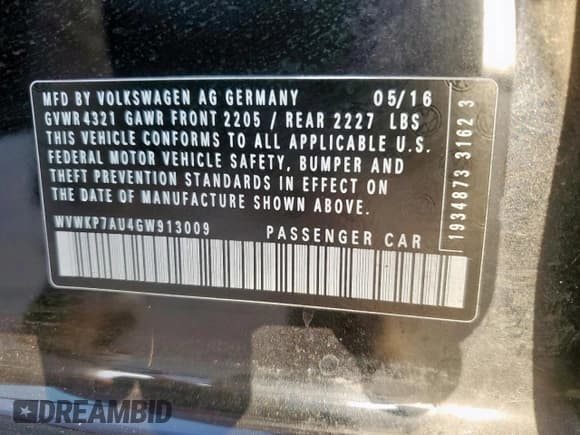 ✅ 2016 Volkswagen Golf SE • VIN: WVWKP7AU4GW913009 • Lot: 64078675. Wystawiony na Copart z przebiegiem 69 809 mil. Bezpłatny archiwum sprzedaży aukcyjnych z USA i szczegółowy raport historii pojazdu na DreamBid. Zdjęcie 13.