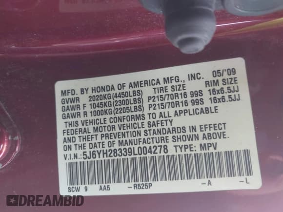 ✅ 2009 Honda Element LX • VIN: 5J6YH28339L004278 • Лот: 42365180. Опубликован ранее на IAAI с пробегом 241 415 миль. Бесплатный доступ к архиву аукционных продаж из США и подробный отчёт об истории автомобиля на DreamBid. Изображение 9.