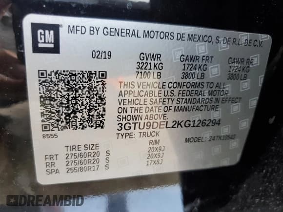 ✅ 2019 GMC Sierra 1500 SLT • VIN: 3GTU9DEL2KG126294 • Лот: 55297245. Опубликован ранее на Copart с пробегом 48 796 миль. Бесплатный доступ к архиву аукционных продаж из США и подробный отчёт об истории автомобиля на DreamBid. Изображение 12.