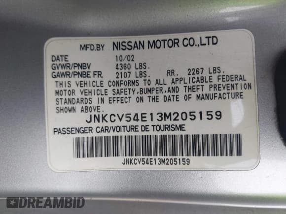 ✅ 2003 Infiniti G35 w/Leather • VIN: JNKCV54E13M205159 • Lot: 43273598. Listed on IAAI with 215,504 mi. Free auction sales archive from the USA and detailed vehicle history report at DreamBid. Image 9.