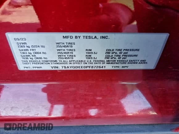 ✅ 2023 Tesla Model Y Long Range • VIN: 7SAYGDEE0PF872641 • Lot: 93860025. Wystawiony na Copart z przebiegiem 31 991 mil. Bezpłatny archiwum sprzedaży aukcyjnych z USA i szczegółowy raport historii pojazdu na DreamBid. Zdjęcie 13.
