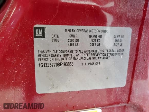 ✅ 2008 Chevrolet Malibu 2LT • VIN: 1G1ZJ57708F193868 • Лот: 64109275. Опубликован ранее на Copart с пробегом 149 209 миль. Бесплатный доступ к архиву аукционных продаж из США и подробный отчёт об истории автомобиля на DreamBid. Изображение 13.