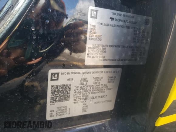 ✅ 2020 Chevrolet Silverado 1500 Custom • VIN: 3GCPWBEF0LG151507 • Lot: 54563555. Listed on Copart with 134,186 mi. Free auction sales archive from the USA and detailed vehicle history report at DreamBid. Image 12.