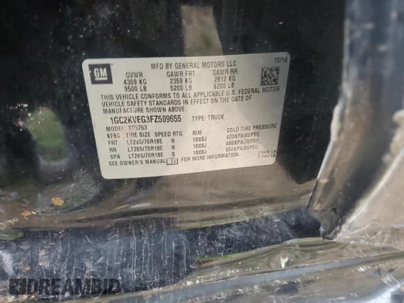✅ 2015 Chevrolet Silverado 2500HD LT • VIN: 1GC2KVEG3FZ509655 • Lot: 69041065. Wystawiony na Copart z przebiegiem 184 269 mil. Bezpłatny archiwum sprzedaży aukcyjnych z USA i szczegółowy raport historii pojazdu na DreamBid. Zdjęcie 12.