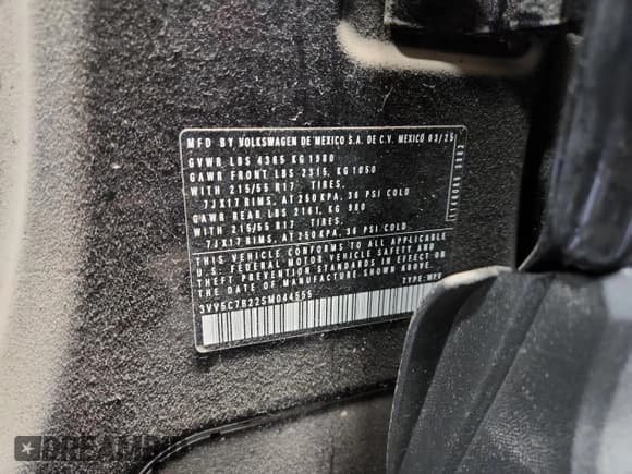 ✅ 2025 Volkswagen Taos S • VIN: 3VV5C7B22SM044555 • Лот: 71500465. Опубликован ранее на Copart с пробегом Не указан. Бесплатный доступ к архиву аукционных продаж из США и подробный отчёт об истории автомобиля на DreamBid. Изображение 13.