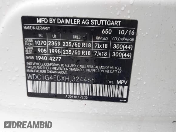 ✅ 2017 Mercedes-Benz GLA 250 • VIN: WDCTG4EBXHJ324468 • Lot: 42160243. Wystawiony na IAAI z przebiegiem 137 652 mil. Bezpłatny archiwum sprzedaży aukcyjnych z USA i szczegółowy raport historii pojazdu na DreamBid. Zdjęcie 9.