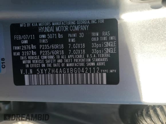 ✅ 2011 Hyundai Santa Fe SE • VIN: 5XYZH4AGXBG042112 • Lot: 84182144. Listed on Copart with 165,055 mi. Free auction sales archive from the USA and detailed vehicle history report at DreamBid. Image 13.