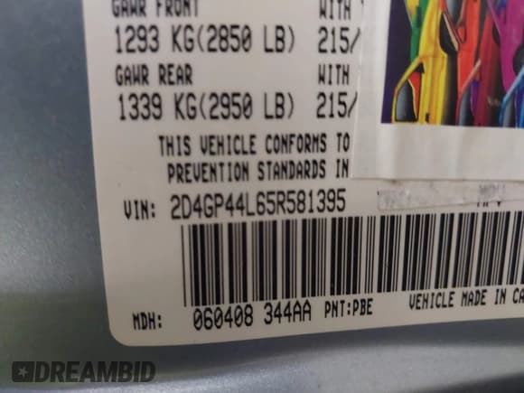 ✅ 2005 Dodge Caravan SXT • VIN: 2D4GP44L65R581395 • Lot: 43633314. Wystawiony na IAAI z przebiegiem 184 671 mil. Bezpłatny archiwum sprzedaży aukcyjnych z USA i szczegółowy raport historii pojazdu na DreamBid. Zdjęcie 9.
