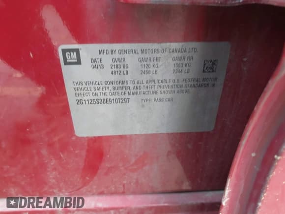 ✅ 2014 Chevrolet Impala LT • VIN: 2G1125S30E9107297 • Лот: 43347821. Опубликован ранее на IAAI с пробегом 149 942 миль. Бесплатный доступ к архиву аукционных продаж из США и подробный отчёт об истории автомобиля на DreamBid. Изображение 9.