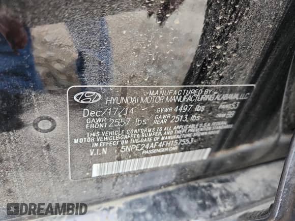 2015 Hyundai Sonata SE z VIN 5NPE24AF4FH157553, wystawiony jako Copart lot #85395345 z przebiegiem 134 245 mil mil oraz Czysty tytuł • Clean title. Historia ofert i sprzedaży dostępna na DreamBid. Obrazek 12.