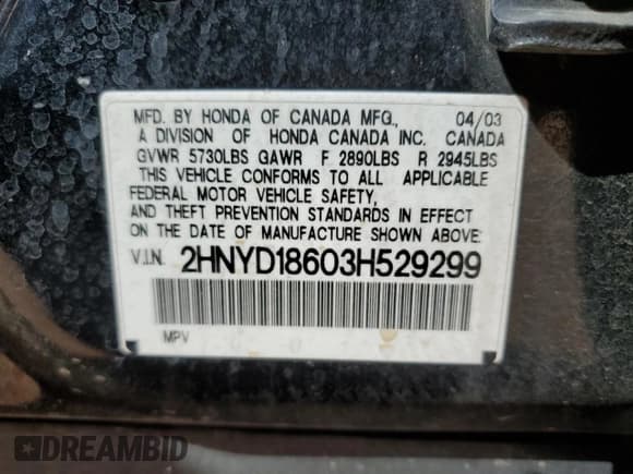 ✅ 2003 Acura MDX Touring • VIN: 2HNYD18603H529299 • Lot: 84291345. Wystawiony na Copart z przebiegiem 185 493 mil. Bezpłatny archiwum sprzedaży aukcyjnych z USA i szczegółowy raport historii pojazdu na DreamBid. Zdjęcie 13.