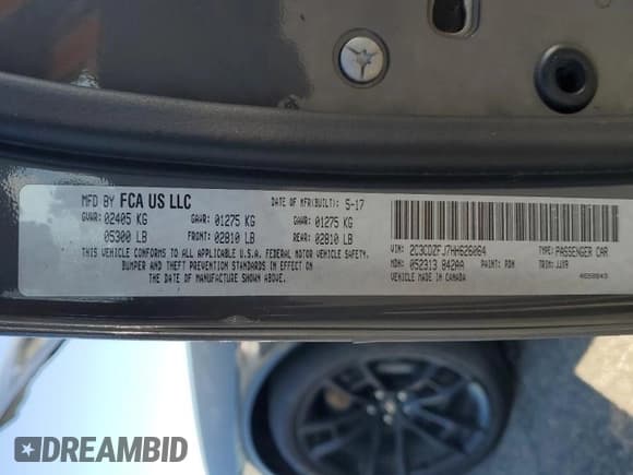 ✅ 2017 Dodge Challenger T/A 392 • VIN: 2C3CDZFJ7HH626064 • Lot: 60322954. Wystawiony na Copart z przebiegiem 67 334 mil. Bezpłatny archiwum sprzedaży aukcyjnych z USA i szczegółowy raport historii pojazdu na DreamBid. Zdjęcie 12.