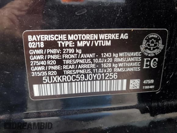 ✅ 2018 BMW X5 xDrive35i • VIN: 5UXKR0C59J0Y01256 • Lot: 92214635. Listed on Copart with 195,720 mi. Free auction sales archive from the USA and detailed vehicle history report at DreamBid. Image 12.