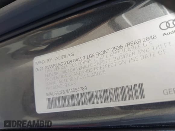 ✅ 2021 Audi A5 Sportback S line Premium Plus • VIN: WAUFACF57MA054789 • Lot: 42287316. Wystawiony na IAAI z przebiegiem 51 449 mil. Bezpłatny archiwum sprzedaży aukcyjnych z USA i szczegółowy raport historii pojazdu na DreamBid. Zdjęcie 9.