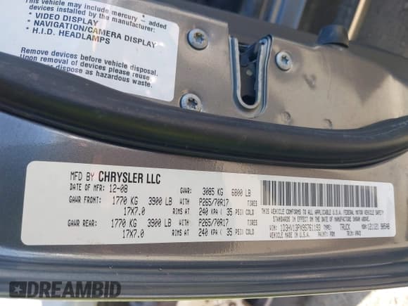 ✅ 2009 Dodge 1500 SLT • VIN: 1D3HV13PX9S761193 • Lot: 42238214. Wystawiony na IAAI z przebiegiem 112 369 mil. Bezpłatny archiwum sprzedaży aukcyjnych z USA i szczegółowy raport historii pojazdu na DreamBid. Zdjęcie 9.