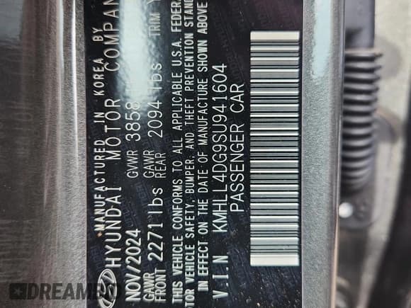 ✅ 2025 Hyundai Elantra SE • VIN: KMHLL4DG9SU941604 • Lot: 91668095. Listed on Copart with 5,473 mi. Free auction sales archive from the USA and detailed vehicle history report at DreamBid. Image 12.