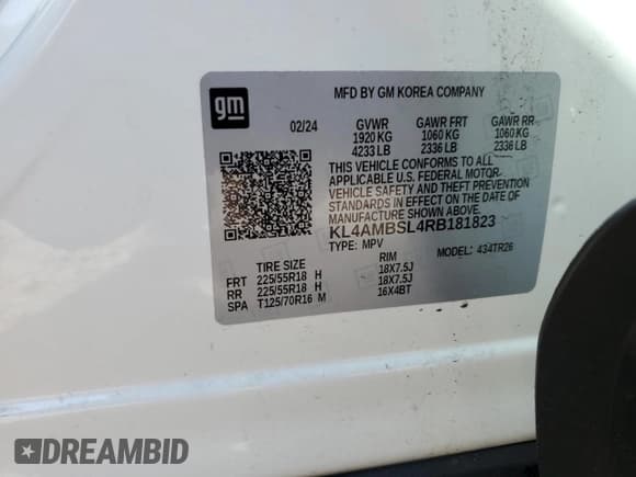 ✅ 2024 Buick Encore GX Preferred • VIN: KL4AMBSL4RB181823 • Lot: 83845925. Listed on Copart with 37,548 mi. Free auction sales archive from the USA and detailed vehicle history report at DreamBid. Image 13.