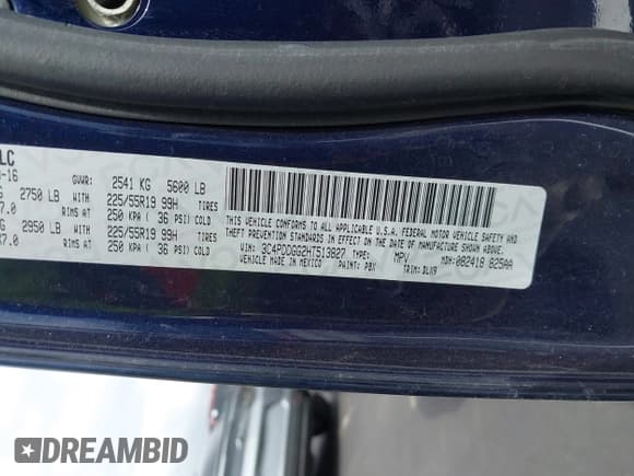 ✅ 2017 Dodge Journey Crossroad Plus • VIN: 3C4PDDGG2HT513827 • Lot: 42909190. Listed on IAAI with 156,795 mi. Free auction sales archive from the USA and detailed vehicle history report at DreamBid. Image 9.