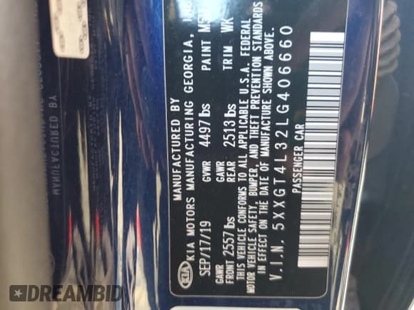 ✅ 2020 Kia Optima LX • VIN: 5XXGT4L32LG406660 • Lot: 82776165. Wystawiony na Copart z przebiegiem 101 692 mil. Bezpłatny archiwum sprzedaży aukcyjnych z USA i szczegółowy raport historii pojazdu na DreamBid. Zdjęcie 12.