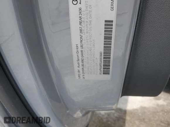 ✅ 2018 Audi RS 5 • VIN: WUAPWAF55JA903880 • Lot: 65260655. Listed on Copart with 78,887 mi. Free auction sales archive from the USA and detailed vehicle history report at DreamBid. Image 12.