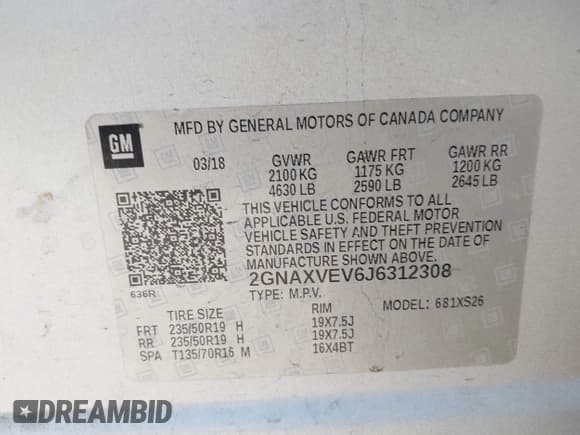 ✅ 2018 Chevrolet Equinox Premier • VIN: 2GNAXVEV6J6312308 • Лот: 43537199. Опубликован ранее на IAAI с пробегом 169 894 миль. Бесплатный доступ к архиву аукционных продаж из США и подробный отчёт об истории автомобиля на DreamBid. Изображение 9.