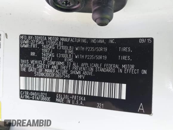 ✅ 2015 Toyota Sienna SE • VIN: 5TDXK3DC0FS657546 • Лот: 42183750. Опубликован ранее на IAAI с пробегом 137 157 миль. Бесплатный доступ к архиву аукционных продаж из США и подробный отчёт об истории автомобиля на DreamBid. Изображение 9.